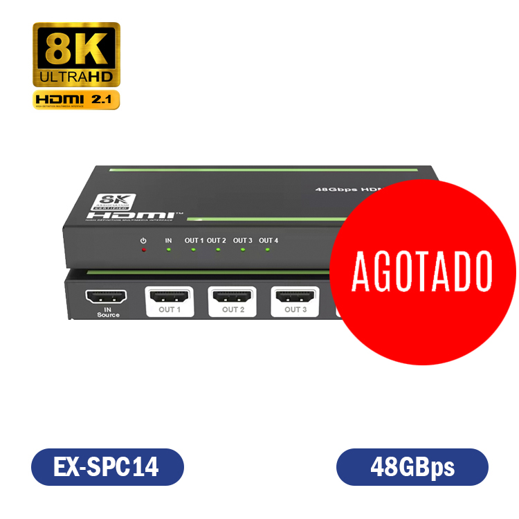SPLITTER HDMI 1X4 8k HDMI 2.1,  48GBps EDID YUV 4:4:4
