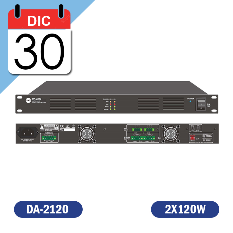 AMPLIFICADOR CLASE D 2X120W  70/100V - 8Ω