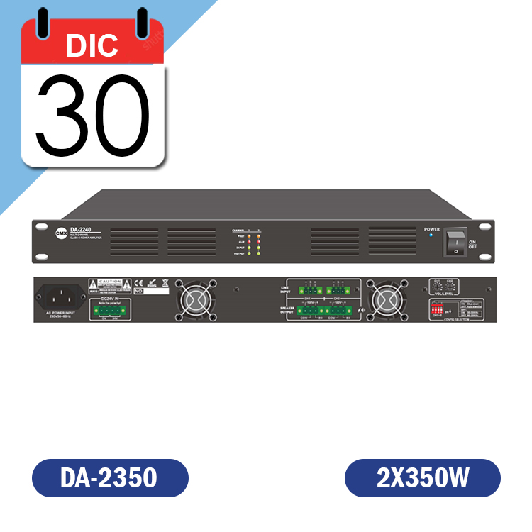 AMPLIFICADOR CLASE D 2X350W 70/100V - 8Ω / DISPONIBLE DESDE EL 30 DE DICIEMBRE