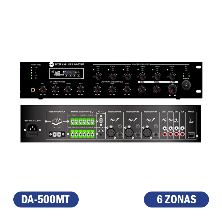 AMPLIFICADOR 6 ZONAS 100V/500W  USB/SD-FM & BLUETOOTH