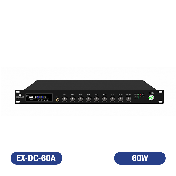 AMPLIFICADOR MIXER 60W RAQUEABLE con USB/SD/FM/Bluetooth