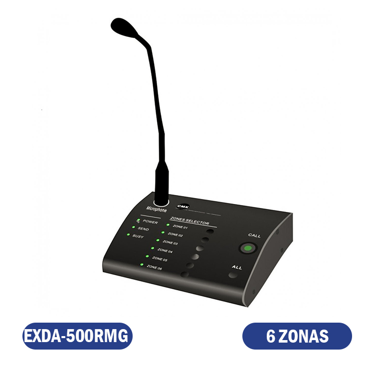 MICROFONO DE PAGINACION 6 ZONAS, COMPATIBLE CON AMPLIFICADORES DE LA SERIE MT