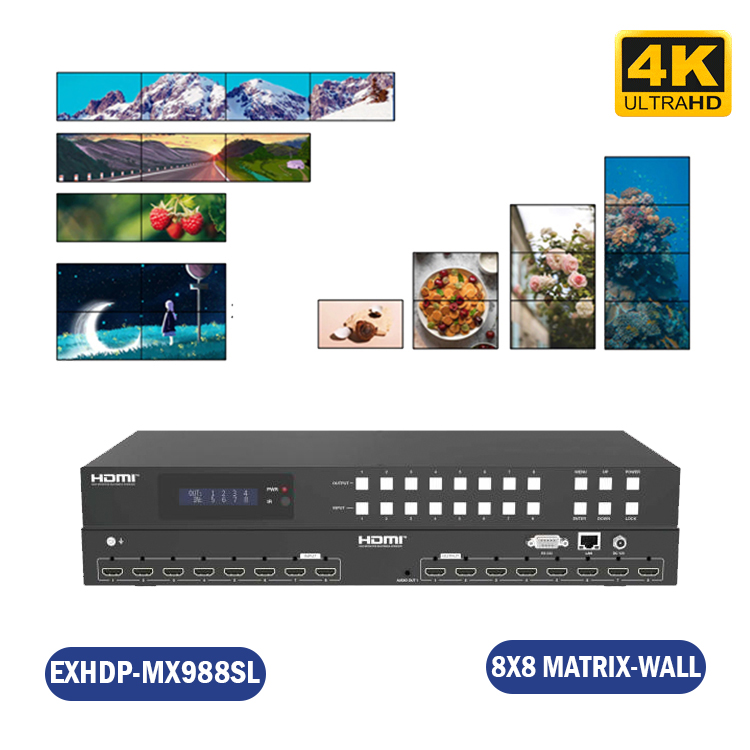 MATRIX HDMI 8X8 4K/30Hz SWITCH INSTANTANEO, VIDEOWALL MULTIMODO RS/232, INTERFAZ WEB