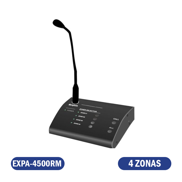 MICROFONO DE PAGINACION 4 ZONAS COMPAMPATIBLE CON AMPLIFICADORES DE LA SERIE 4500