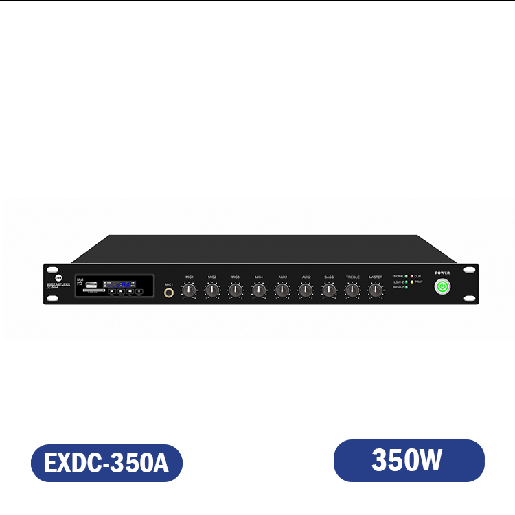 AMPLIFICADOR MIXER 350W/ 100V RAQUEABLE con USB/SD/FM/Bluetooth